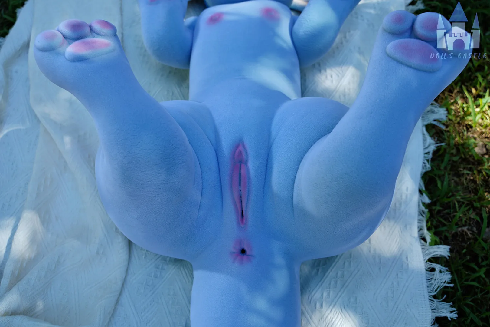 100cm (3ft3) Seamless Neck Furry Silicone Sex Doll, Blue Skin